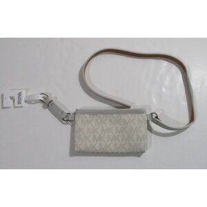 Michael Kors Signature Logo Fanny Pack Belt Bag Wallet Grey Size XL